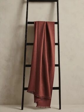 NWT Banana Republic Home 100% European Linen Throw Blanket 70x90 SIENNA BROWN